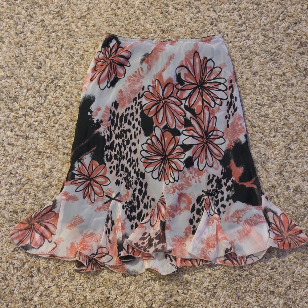 Cato Ruffle Hem Floral Print Skirt Youth Size Large (10-12) Multicolor